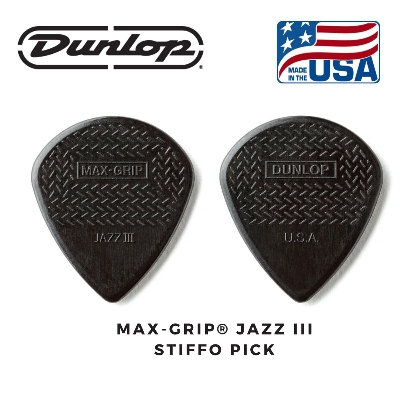 Picture of Dunlop 471p3s নাইলন ম্যাক্স-গ্রিপ জ্যাজ iii গিটার পিক কালো "স্টিফো" মার্কিন যুক্তরাষ্ট্র তৈরি - guitar accessories