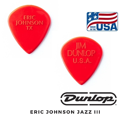 Picture of Dunlop 47PEJ3N EricJohnson Nylon Jazz III Guitar Picks Red Nylon Made in USA