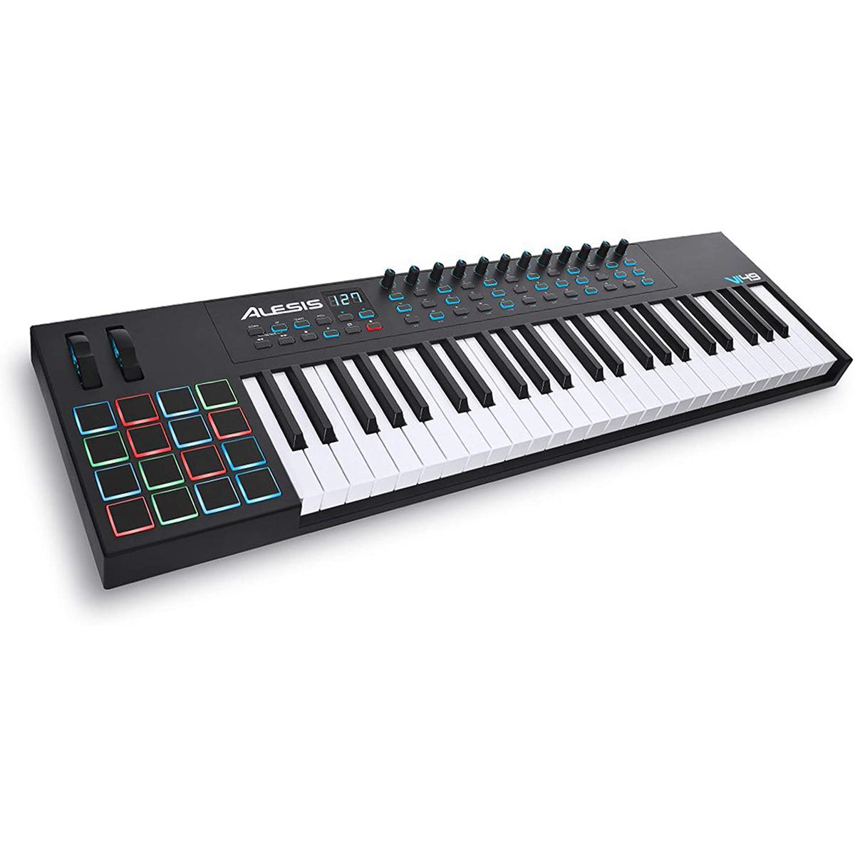 Picture of Alesis VI49 - 49 Key USB MIDI Keyboard Controller with, 16 Drum Pads, 12 Assignable Knobs, 36 Buttons and 5-Pin MIDI Out