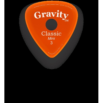 Picture of Gravity Picks GCPM3PR Classic Pointed Mini 3.0mm POLISHED w/ Round Orange Acrylic Guitar Pick with Mini Size, 3mm Thickness, and Round-shaped Grip Hole - Polished Finish
