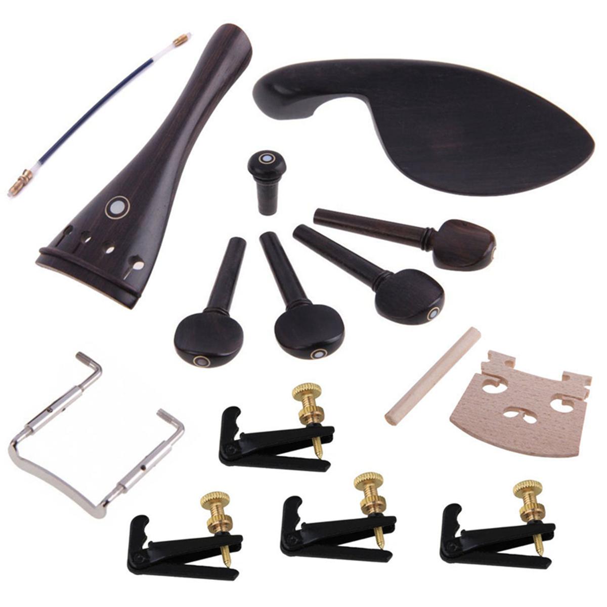 Picture of Violin 4/4 Ebony Parts Tailpiece Pegs Chinrest Maple Bridge