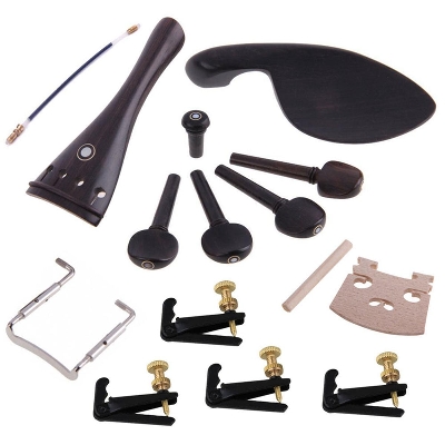 Picture of Violin 4/4 Ebony Parts Tailpiece Pegs Chinrest Maple Bridge