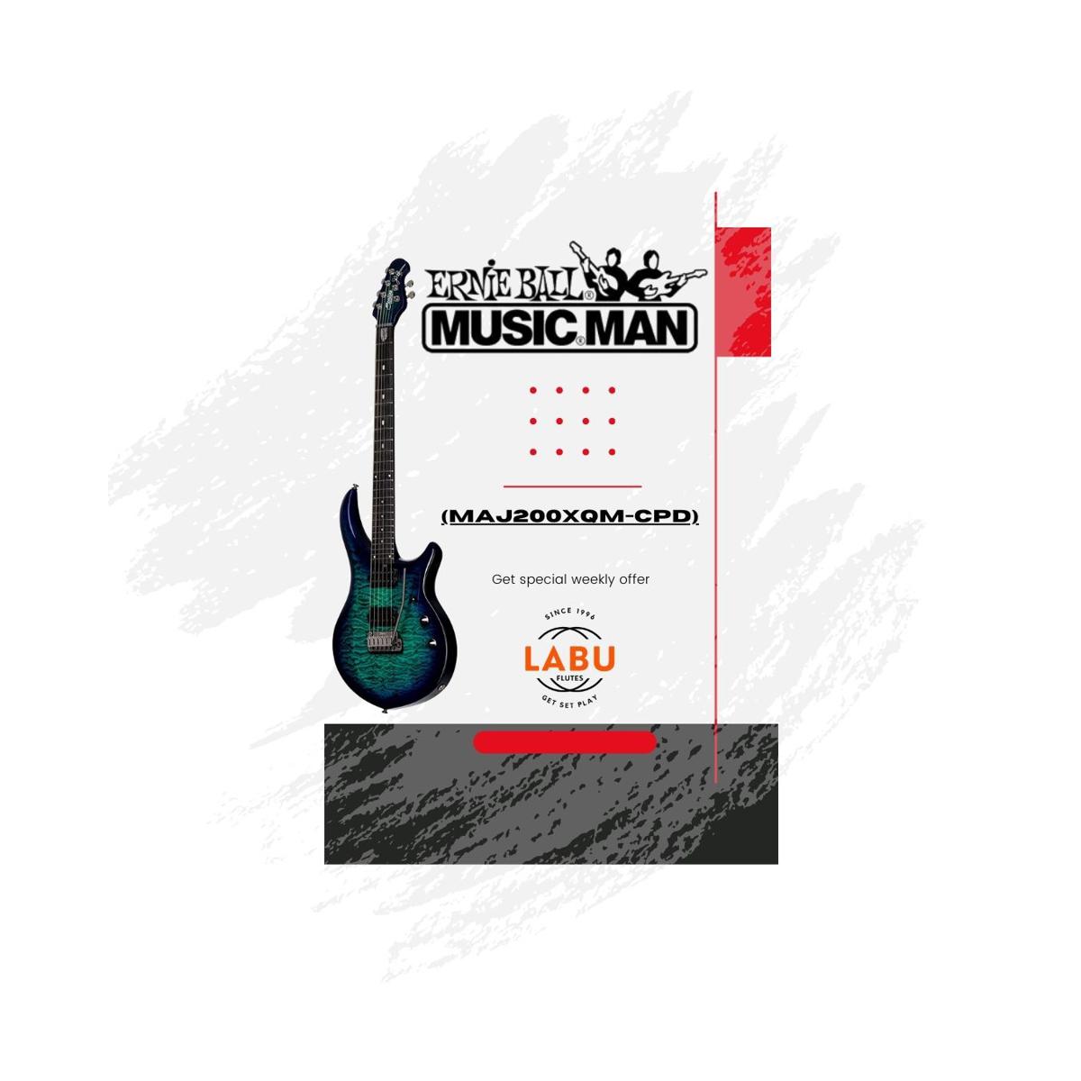 Picture of Sterling by Music Man 6 String Solid-Body Electric Guitar, Right, Cerulean Paradise (MAJ200XQM-CPD)