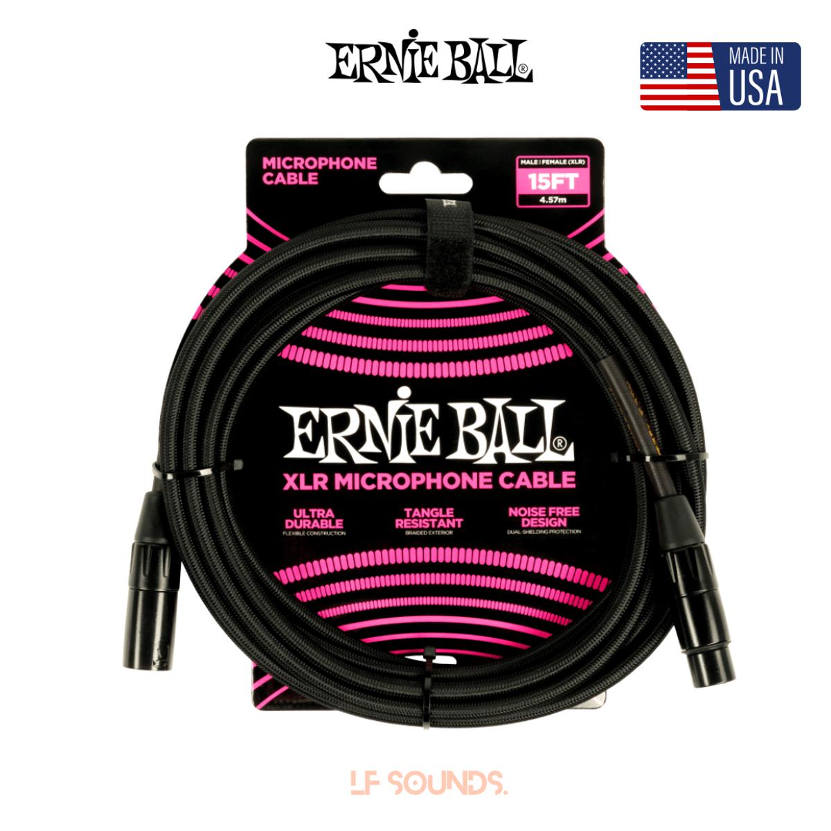 Picture of Ernie Ball BRAIDED XLR MICROPHONE CABLE MALE/FEMALE 15FT - BLACK