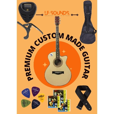 Picture of Best Premium Acoustic Guitar Matte Natural With bag-Belt-Strings-Picks-Capo&Holder-(Matte Natural)