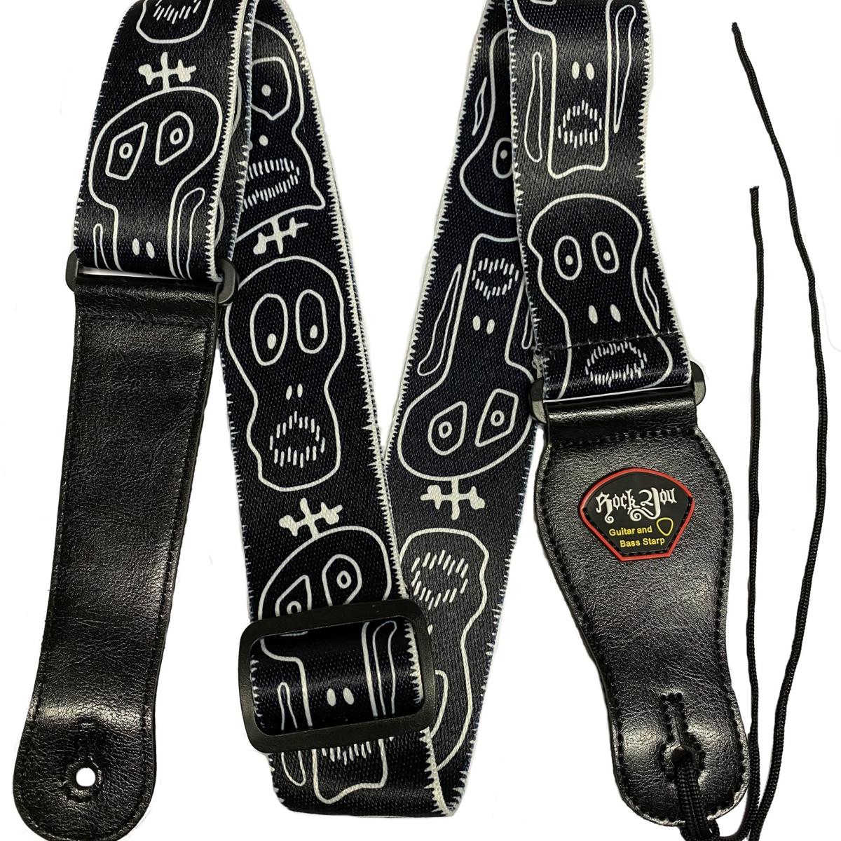Picture of BUY 1 GET 1 FREE - RockYou 2 Adjustable Guitar Strap, BLACK SKULL