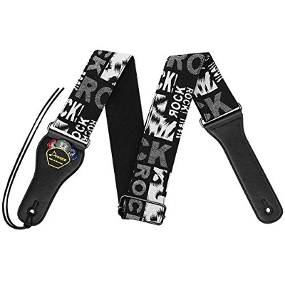 Picture of BUY 1 GET 1 FREE - Black and White Rock Cotton Electric Guitar Acoustic Guitar Folk Guitar Bass Strap