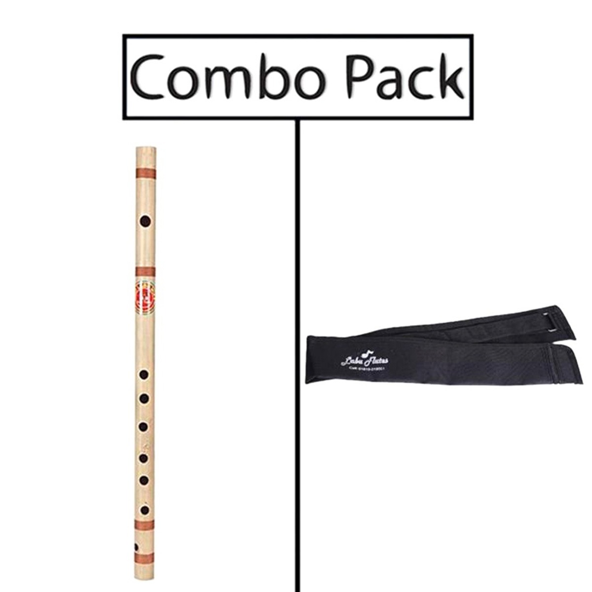 Picture of (11 Taka Deal) Combo of Bamboo D Medium Flute for Beginner Series and Flute Bag - Natural
