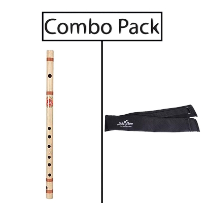 Picture of (11 Taka Deal) Combo of Bamboo D Medium Flute for Beginner Series and Flute Bag - Natural