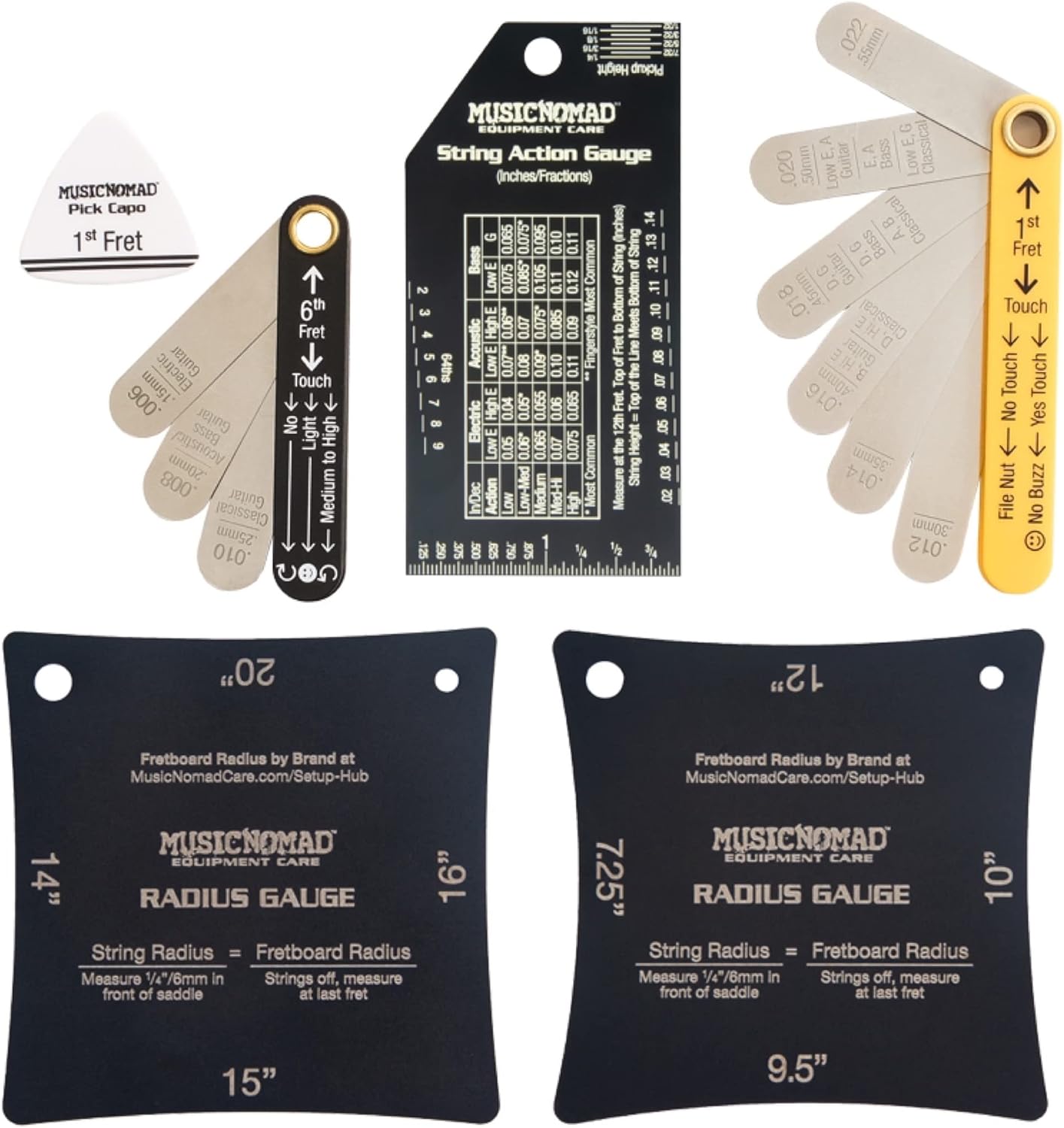 Picture of MusicNomad Precision 6 pc. Guitar Setup Gauge Tool Set - Plus 24 pg. Instructional Booklet and Storage Case (MN604)