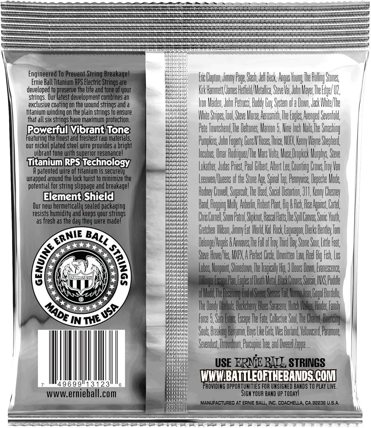 Picture of Ernie Ball 3123 Super Slinky Coated Titanium RPS Electric Guitar Strings - .009-.042