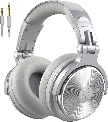 Picture of OneOdio Wired Over Ear Headphones Hi-Res Studio Monitor & Mixing DJ Stereo Headsets with 50mm Drivers and 1/4 to 3.5mm Jack for AMP Computer Recording Podcast Keyboard Guitar Laptop - Silver