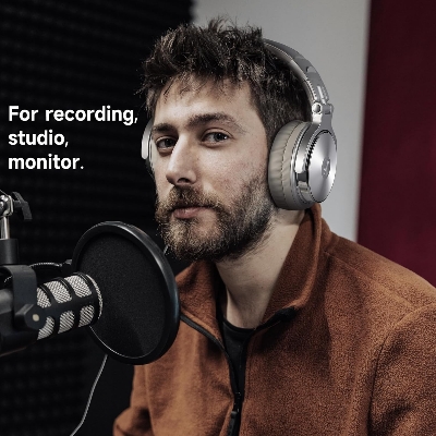 Picture of OneOdio Wired Over Ear Headphones Hi-Res Studio Monitor & Mixing DJ Stereo Headsets with 50mm Drivers and 1/4 to 3.5mm Jack for AMP Computer Recording Podcast Keyboard Guitar Laptop - Silver
