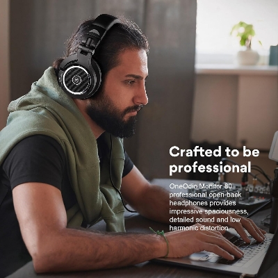 Picture of OneOdio Monitor 80 Open Back Headphones- Studio Headphones for Mixing Mastering Editing, Wired Over Ear Headphones for Professional Studio Applications, 250 Ohm, Velour Earmuffs, Sound Isolation