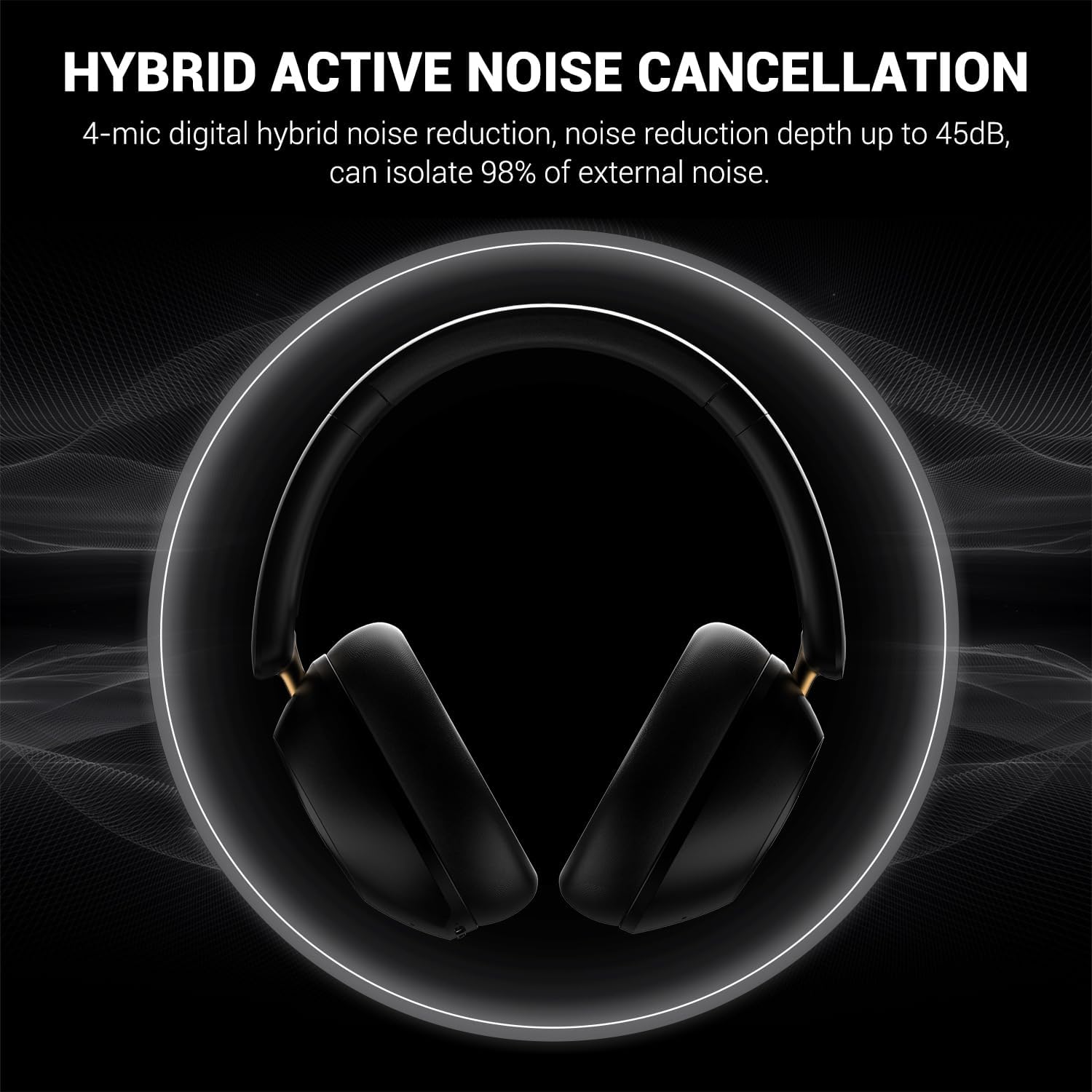 Picture of OneOdio Focus A5 Wireless Over-Ear Headphones, Hybrid Active Noise Cancelling, 75H Playtime, Hi-Res LDAC Wireless Audio, Bluetooth 5.4, Built-in Mic for Clear Calls, Low Latency Game Mode