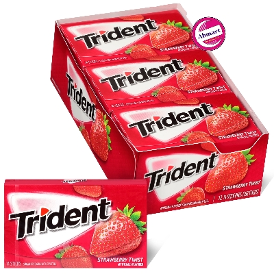 Picture of Trident Strawberry Flavor Gum Full Box - 12 Pack (Sugar-Free)