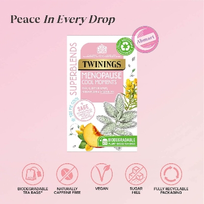 Picture of Twinings Superblends Menopause Cool Moments Peach Herbal Tea infusion with Lemon Balm, Honey Blush & Vitamin B6, 20 Biodegradable Bags
