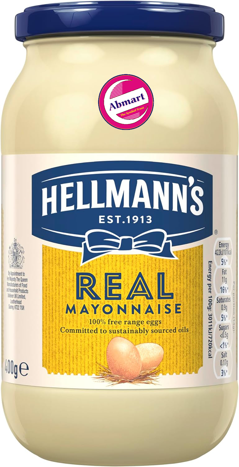 Picture of Hellmann's Real Mayonnaise mayo made with 100% free-range eggs and sustainably sourced oils for fries, burgers, and salads 400 g