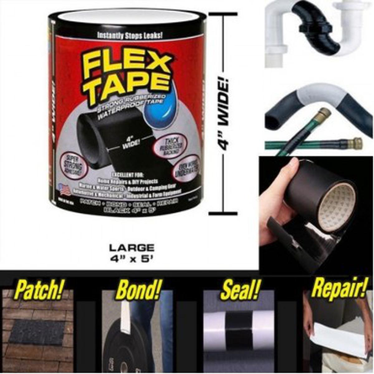 Picture of Flex Tape Strong Rubberized Waterproof Tape Super Strong Leaking Water Pipe Repair Tape | Flex Tape Water-Resistant Belt- 4 Inches*5Feet