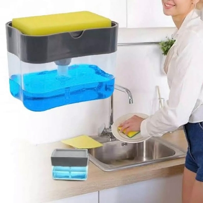 Picture of 2-in-1 Soap Dispenser Pump And Sponge Caddy For Soap Dish And Clean Sponge Bathroom Dispenser Appliance For Kitchen Bathroom