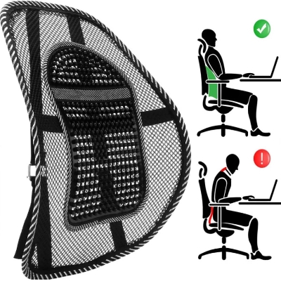 Picture of Lumbar Support Cushion - Ergonomic Right Back Support for Chairs and Seats - Provides Comfortable and Proper Posture - Black Color