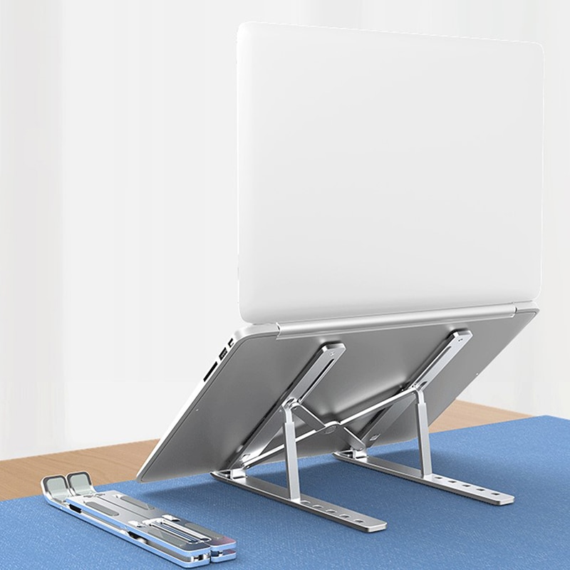 Picture of Aluminum Alloy Adjustable Portable Folding Notebook Stand Foldable Laptop Stand - Laptop Table - Laptop Tabl