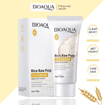Picture of BIOAQUA Deep Cleansing Rice Raw Pulp Foam Facial Cleanser- 100g - Face Wash