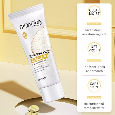 Picture of BIOAQUA Deep Cleansing Rice Raw Pulp Foam Facial Cleanser- 100g - Face Wash