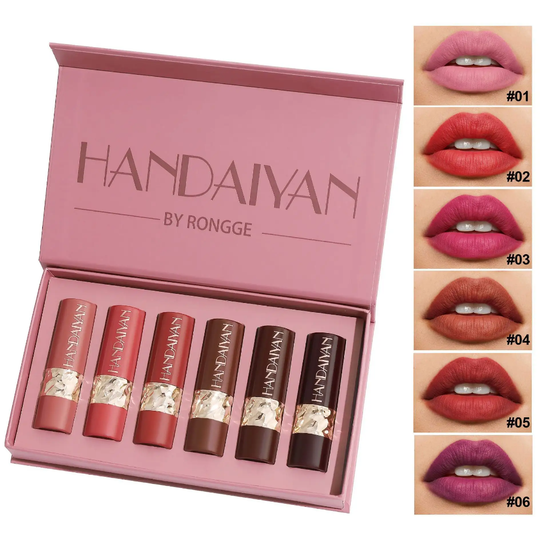 Picture of Handaiyan by Rongge Matte Lipstick Set – 6PCS Long-lasting Velvet Lipsticks