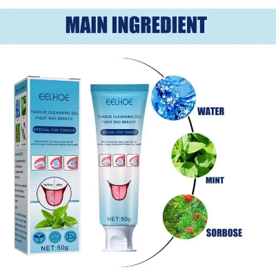 Picture of EELHOE Tongue Cleansing Gel and Tongue Scraper Kit - Fights Bad Breath, Special for Tongue (50g)