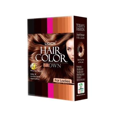 Picture of Ligion Hair Color in Brown - Home Hair Dye Kit for Natural And Semi-Permanent Hair Coloring