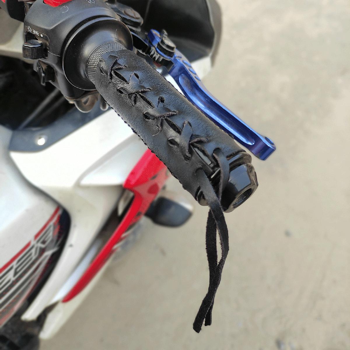 Picture of Bike Hand Grip (100% Leather) Universal Bike Hand Grip cover for all motorcycles