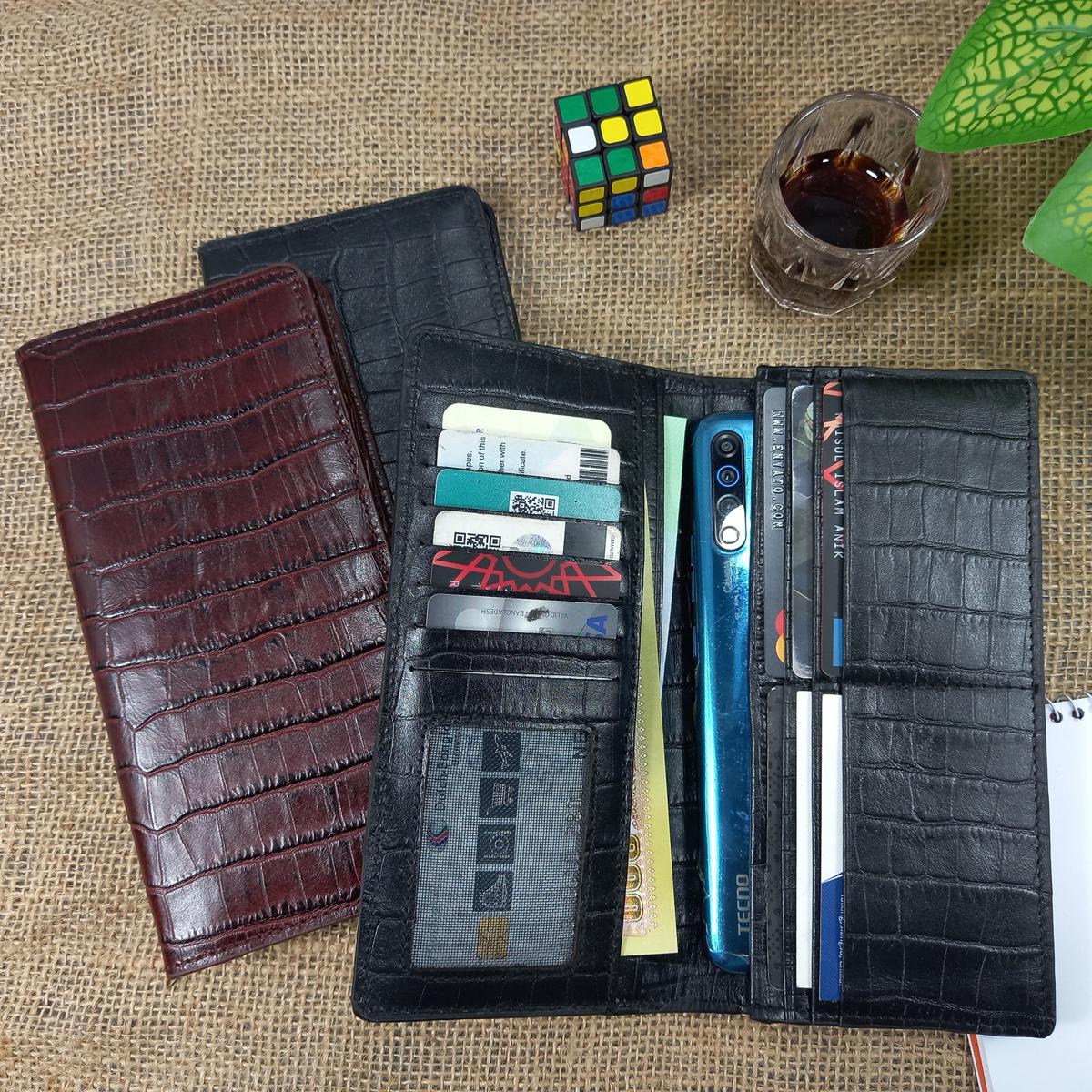 Picture of 100% Leather fashion Long Wallet, Business Wallets Men's,Two Fold Ultra-thin Long Wallet Travel Purses Coin Pouch ID Credit Cards Holders