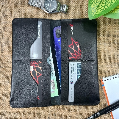 Picture of 100% Leather fashion Long Wallet, Business Wallets Men's,Two Fold Ultra-thin Long Wallet Travel Purses Coin Pouch ID Credit Cards Holders