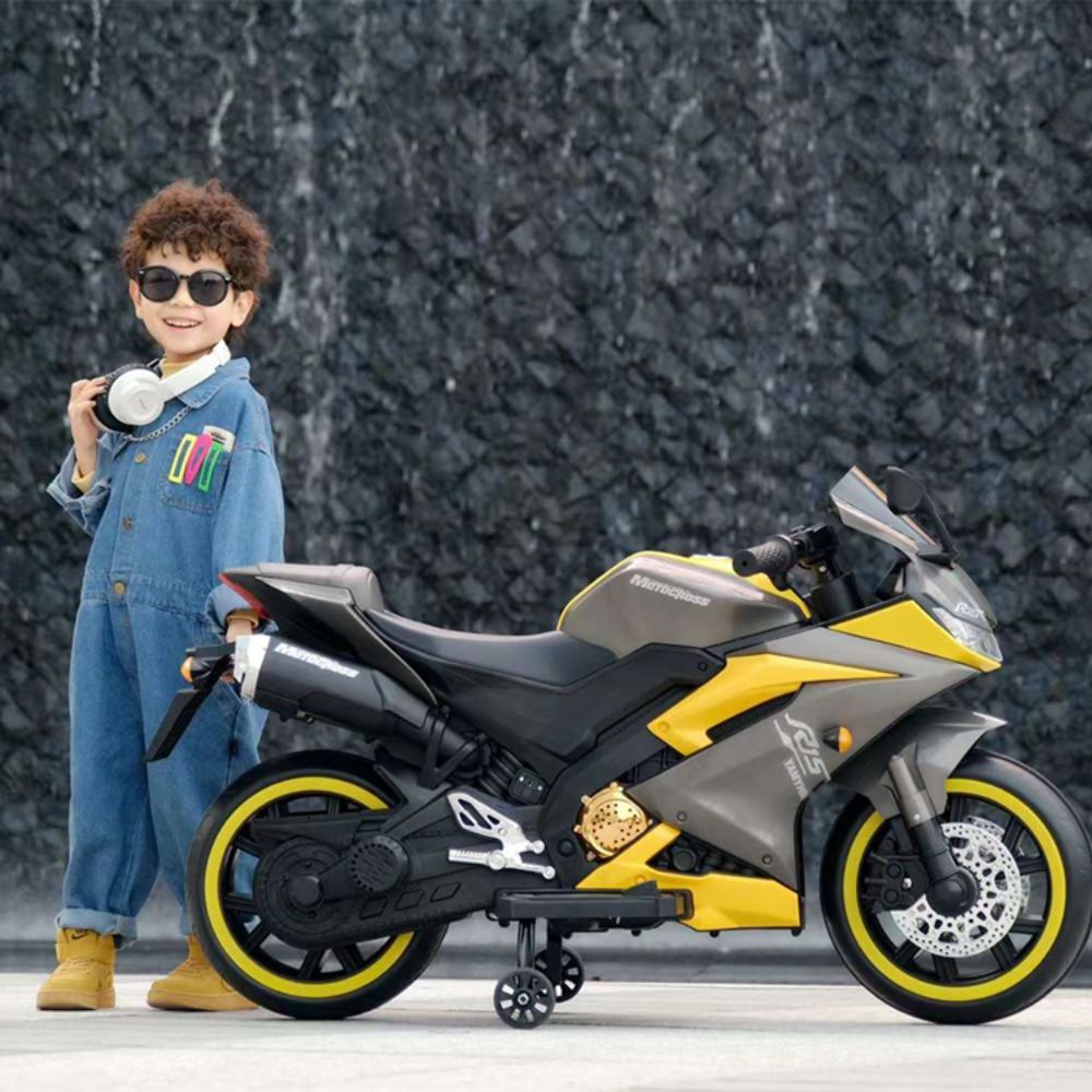 Picture of Kids R15 Electric Ride-On Bike – Big Size 12V Battery Motorcycle with Live Meter Display, LED Lights & Music – Suitable for Ages 2.5–15 Years