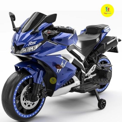Picture of R15P Battery Operated Kids Electric Bike – Ride-On Motorcycle with Live Meter, Start Key, LED Lights & Music – 12V Rechargeable Toy Bike