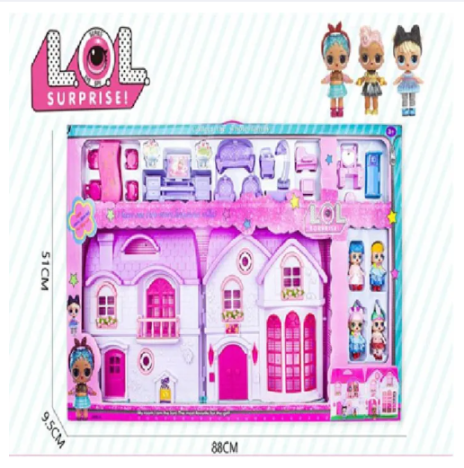 Picture of 4 Dolls Dream Room Doll House Fashion Doll Villa And Furniture Set For Kids Good Quality (Best Gift)