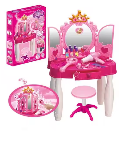 Picture of Remote Control Dressing Table for Kids With Music Sound And Light Glamour Beauty Makeup Pretend Role Play Set Toy