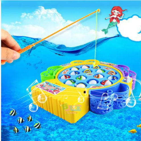 Picture of Karp Fishing Game Electronic Musical Rotating Toy with 45 Fish 4 Fishing Rods, Fun Learning Games,Gift for Kids of All Age Group, Birthday Gift - Blue Color