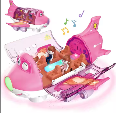 Picture of 360° Rotating Electric Plane Airplane Toys for Kids Bump and Go Action Toddler Toy Plane with LED Flashing Light Sound for Boys
