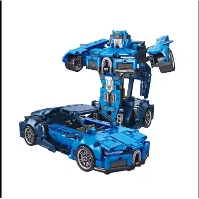 Picture of Engine-Morph Stem Building Toys for Kids - 2 in 1 Pull-Back Building Blocks Car, Building Kit Racecar Toys Transform into Robot _ Green
