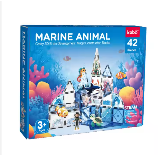 Picture of Underwater World Theme New Design Starshine Magnetic Tiles Building Block STEM Magnet Educational Toys Magnetic Tiles for Kids