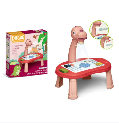 Picture of 34PCS dinosaur design projection drawing board kids learning and writing table projectable