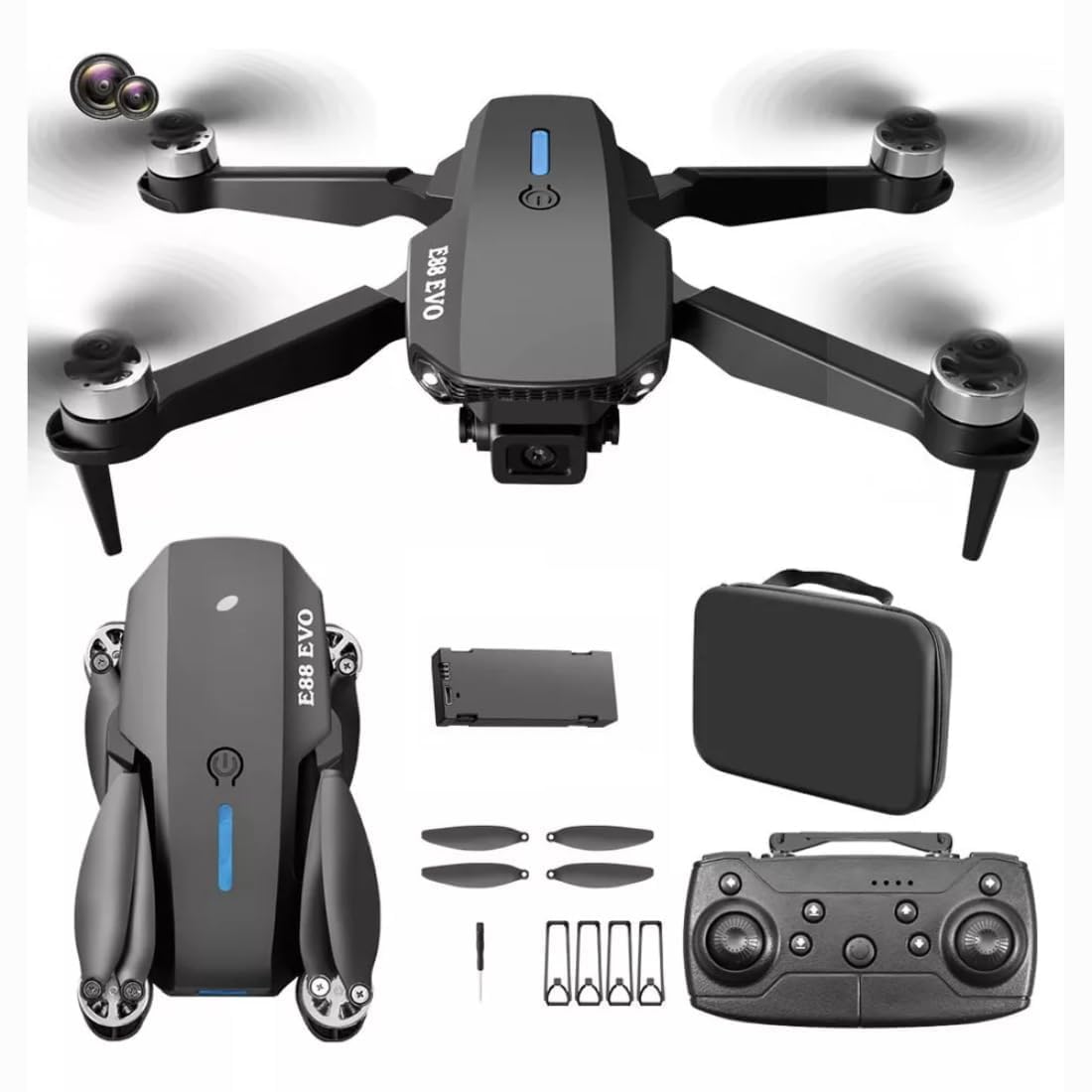 Picture of E88 EVO Professional E88 PRO Brushless Motor RC Dron 8K Dual Camera Optical Flow Foldable Helicopter Aircraft Quadcopter Drone