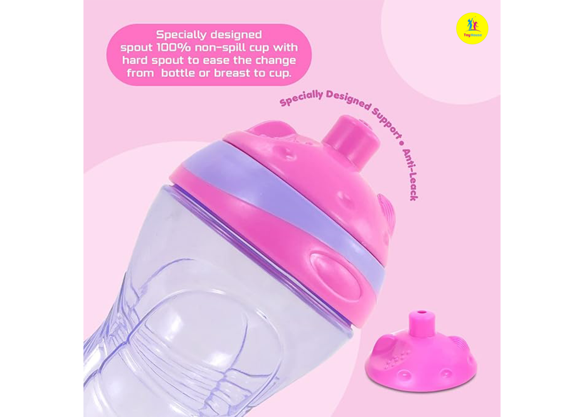 Picture of PUR 5508 Click & Lock Sippy Cup for Baby & Toddler, Leak Proof, 100% BPA Free, Easy to Hold, Frim Grip Sipper Bottle for Kids 360ml / 12oz (Pink, 12+ Months)