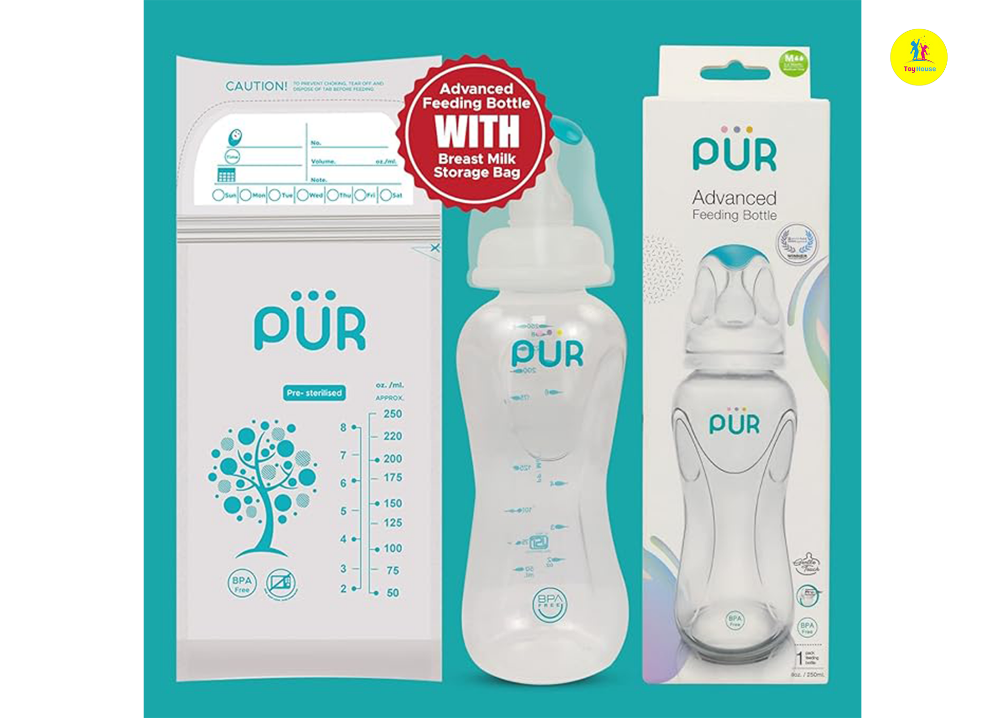 Picture of Pur Advanced Slim Neck Feeding Bottle 8oz./250ml. – (1802)