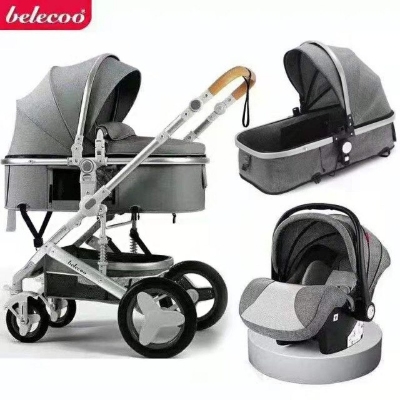 Picture of Belecoo Baby Stroller 2 in 1/3 in 1 High Landscape Pushchair Reclining Baby Carriage Foldable Pushchair Cradle Puchair