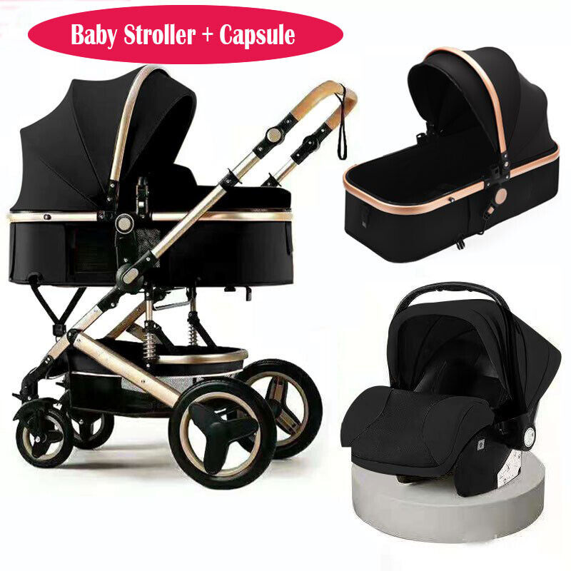 Picture of Belecoo Baby Stroller 2 in 1/3 in 1 High Landscape Pushchair Reclining Baby Carriage Foldable Pushchair Cradle Puchair