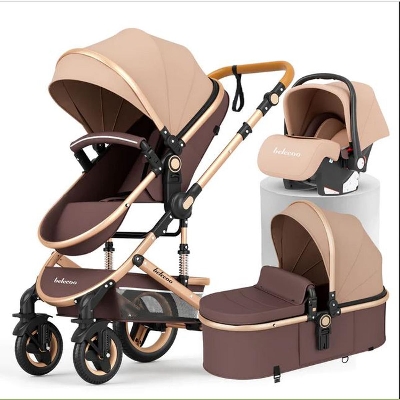 Picture of Belecoo Baby Stroller 2 in 1/3 in 1 High Landscape Pushchair Reclining Baby Carriage Foldable Pushchair Cradle Puchair