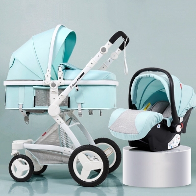 Picture of Belecoo Baby Stroller 2 in 1/3 in 1 High Landscape Pushchair Reclining Baby Carriage Foldable Pushchair Cradle Puchair